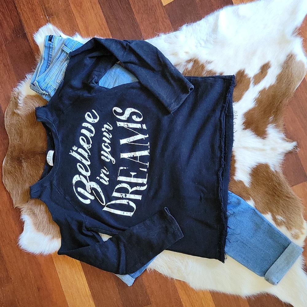 Believe in your Dreams Graphic Cold Shoulder Sweatshirt